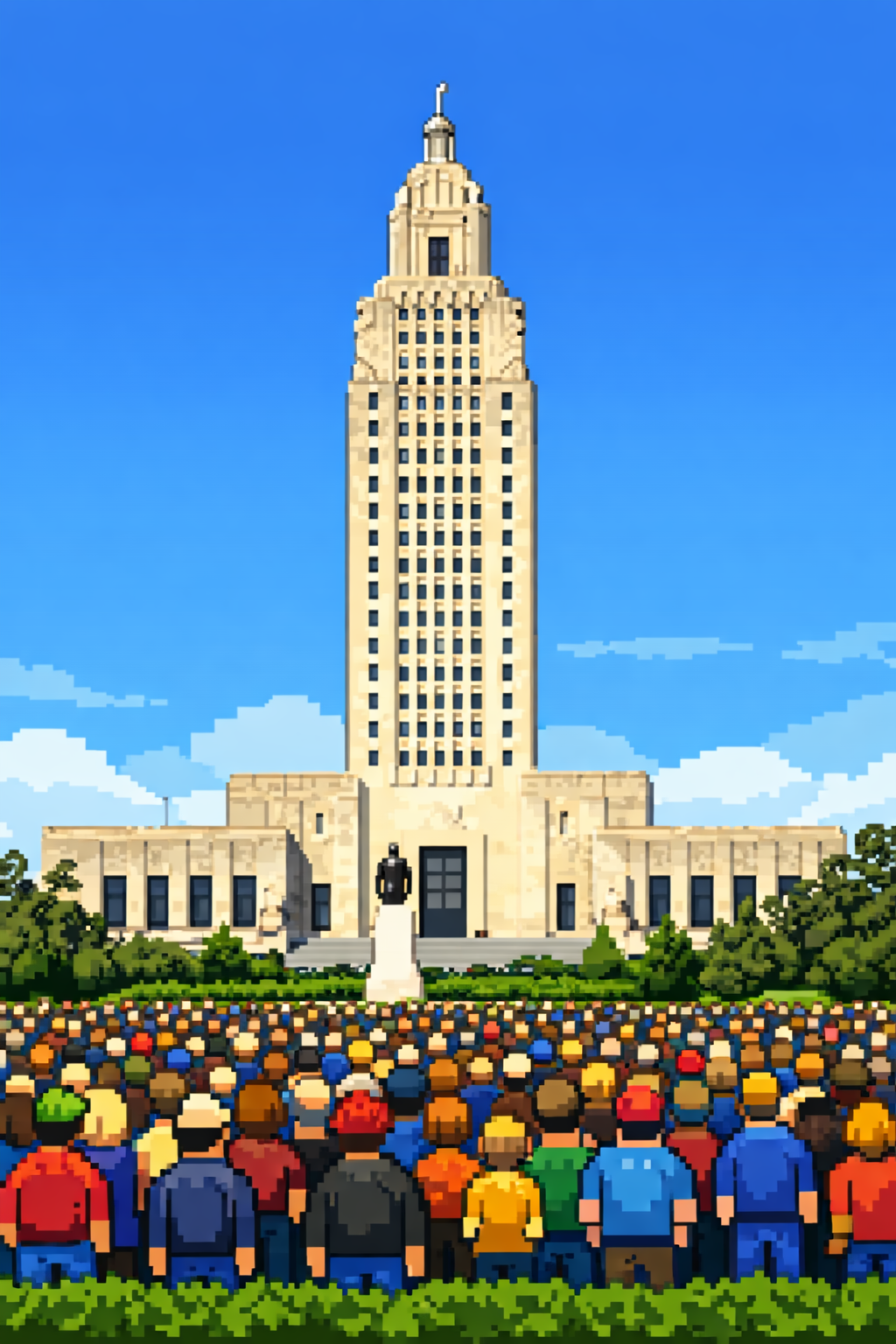 Pixelated Louisiana civic illustration